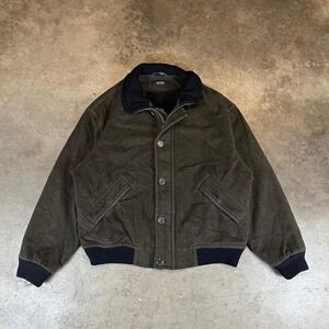 Vintage 90s green Hugo boss suede bomber jacket
